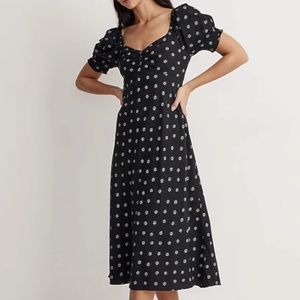 Madewell Sweetheart Puff-Sleeve Midi Dress, Size 0, Brand New!
